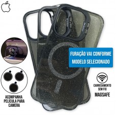 Capa iPhone 16 Pro Max - Stand Glitter Magsafe Graphite Black